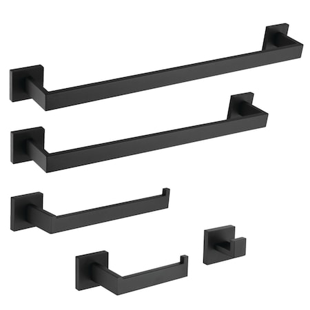 Kingston Brass BAHK6012478MB 5-Piece Bathroom Accessory Set, Matte Black BAHK6012478MB